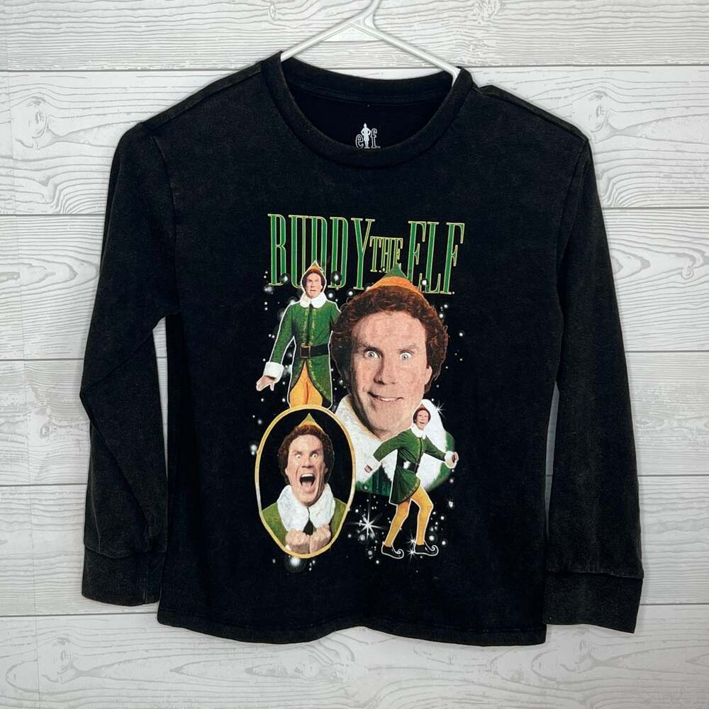 "Buddy the Elf" long sleeve black T-shirt gender neutral Size Medium (8)